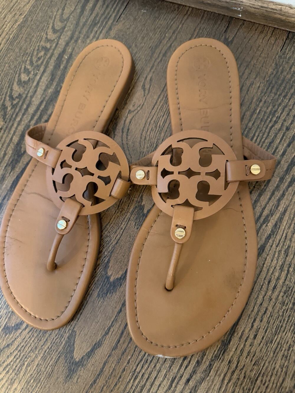 Tory Burch Miller Sandals Sz 11 brown Leather